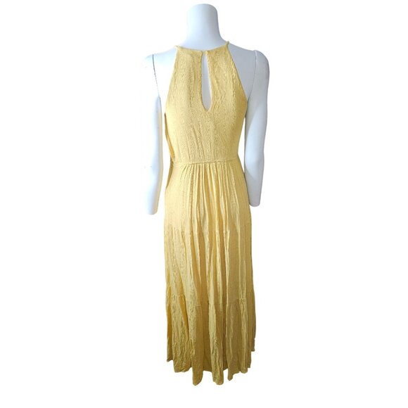 Lulus For Life Golden Yellow Embroidered Maxi Boho Flowy Dress Women XS - Picture 2 of 8